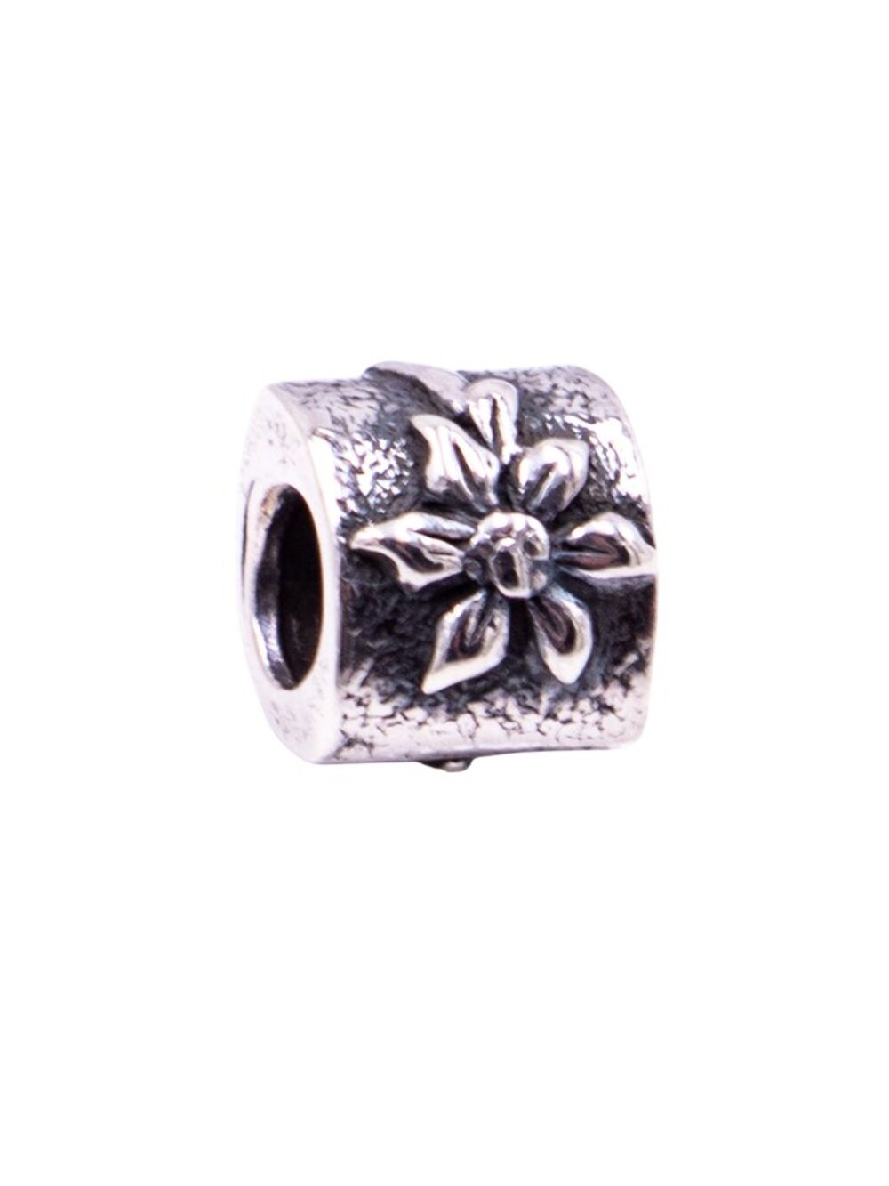 Pandora Retired Poinsettia Sterling Silver Charm Christmas Bead